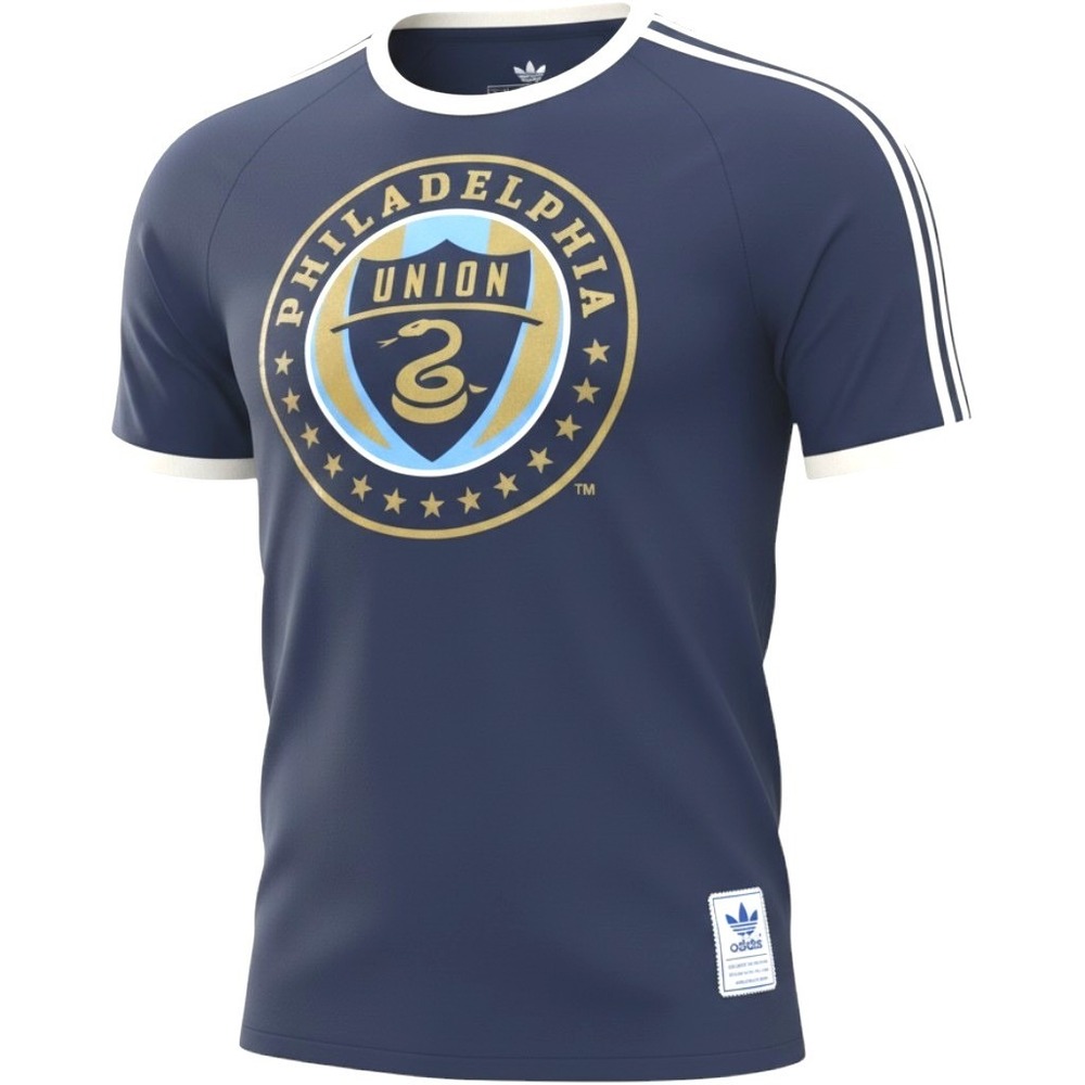 Adidas Philadelphia Union T Shirt Mens M Navy Gold Cotton Ringer Soccer Vintage